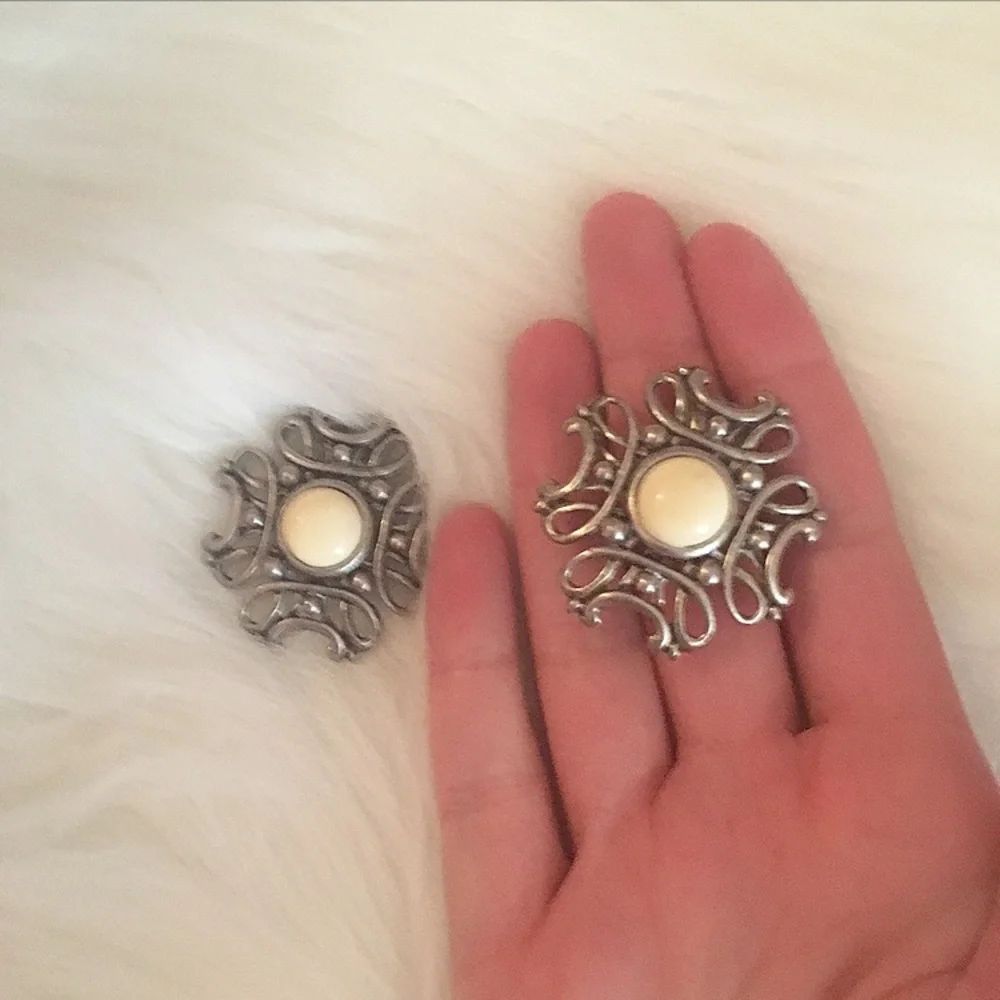 Vintage Geometric Industrial Clip On Earrings